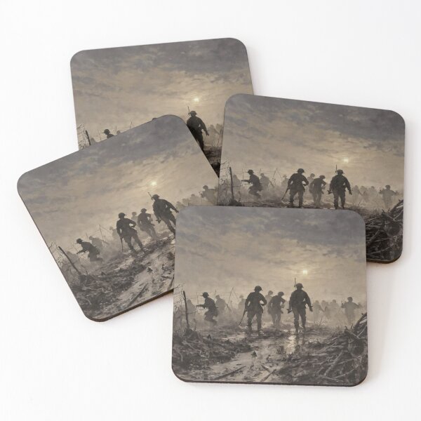 Item preview, Soldiers in the Fog – War Battlefield in Oil Painting Style designed and sold by Visualynx.