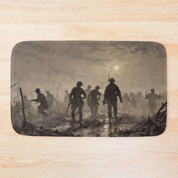 Item preview, Soldiers in the Fog – War Battlefield in Oil Painting Style designed and sold by Visualynx.