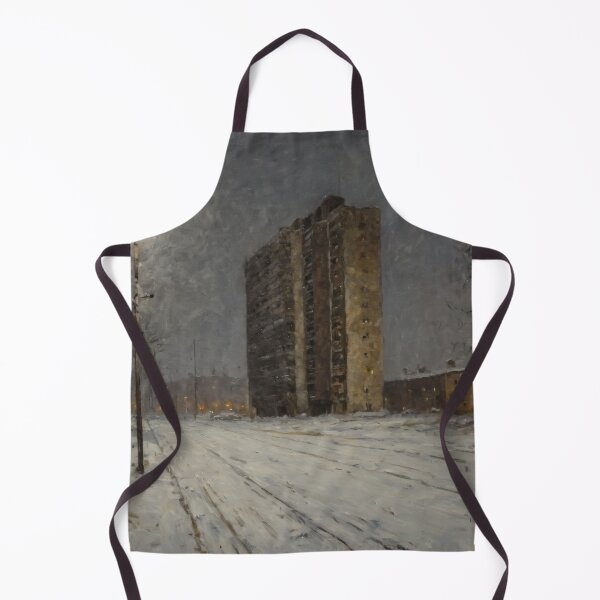 Item preview, Lonely Soviet Apartment Block in Snow – Cold Urban Atmospheric Art designed and sold by Visualynx.