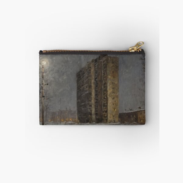 Item preview, Lonely Soviet Apartment Block in Snow – Cold Urban Atmospheric Art designed and sold by Visualynx.