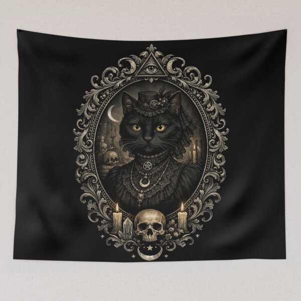 Item preview, Midnight Familiar – Gothic Witch Cat Portrait designed and sold by Mouraludia.
