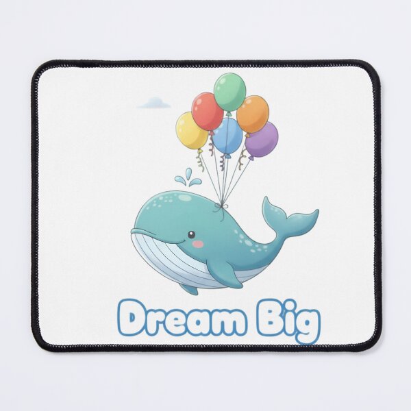 Item preview, Cute Whale Flying With Balloons Dream Big Inspirational Art designed and sold by LowBattery Social Club.
