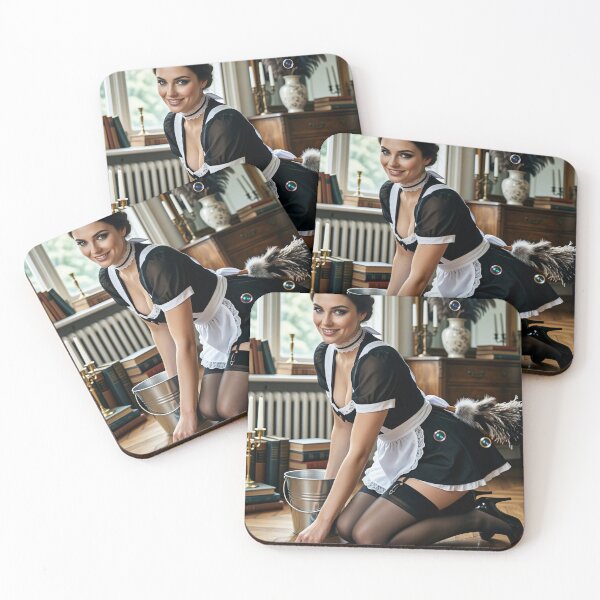 Item preview, Brunette Maid in Vintage Library Staying Tidy designed and sold by CathryneDelamort.