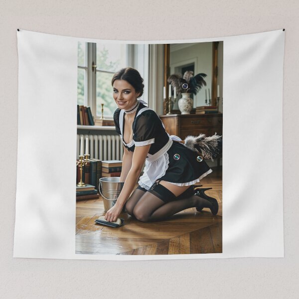 Item preview, Brunette Maid in Vintage Library Staying Tidy designed and sold by CathryneDelamort.