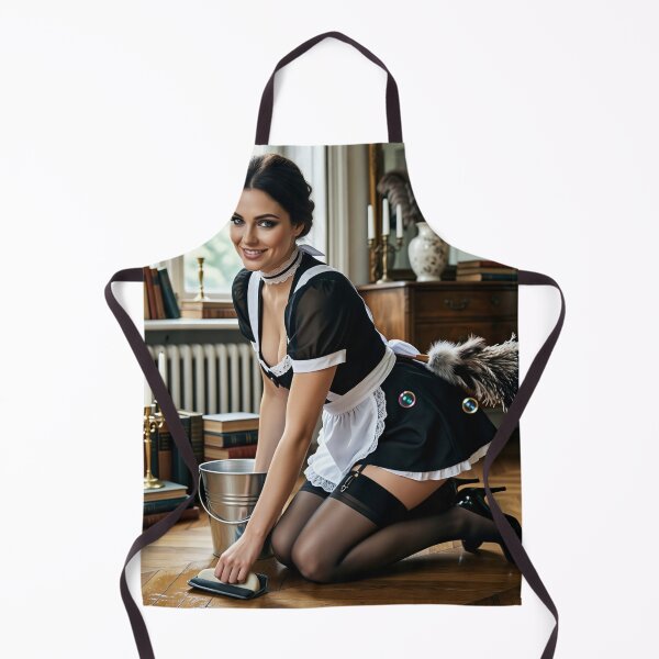 Item preview, Brunette Maid in Vintage Library Staying Tidy designed and sold by CathryneDelamort.