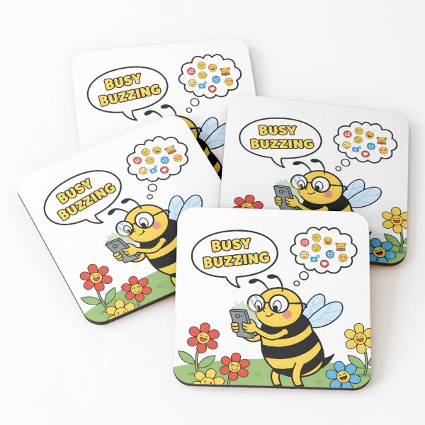 Item preview, Busy Buzzing Bee Social Media Addict Funny Phone Illustration designed and sold by LowBattery Social Club.