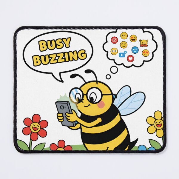 Item preview, Busy Buzzing Bee Social Media Addict Funny Phone Illustration designed and sold by LowBattery Social Club.