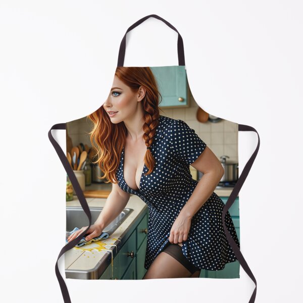 Item preview, Rowan tidy pinup in a polka dot dress in kitchen designed and sold by CathryneDelamort.