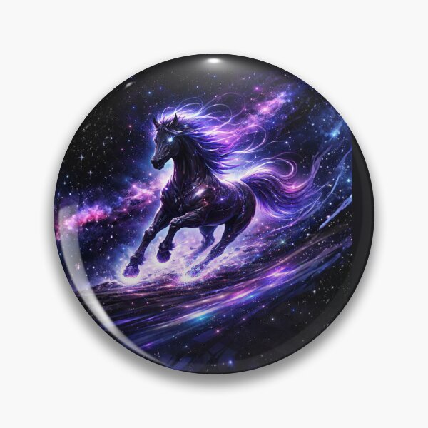 Item preview, Cosmic Galaxy Horse Art – Purple Nebula Energy Stallion Running Through Space designed and sold by Sksticker991.