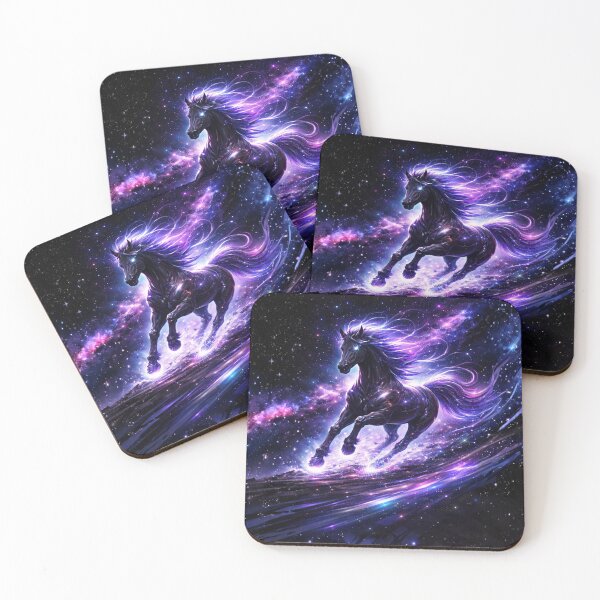 Item preview, Cosmic Galaxy Horse Art – Purple Nebula Energy Stallion Running Through Space designed and sold by Sksticker991.