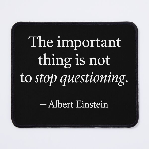 Item preview, Never Stop Questioning – Albert Einstein Quote Minimalist Design (White Font) designed and sold by TshirtsLabs.