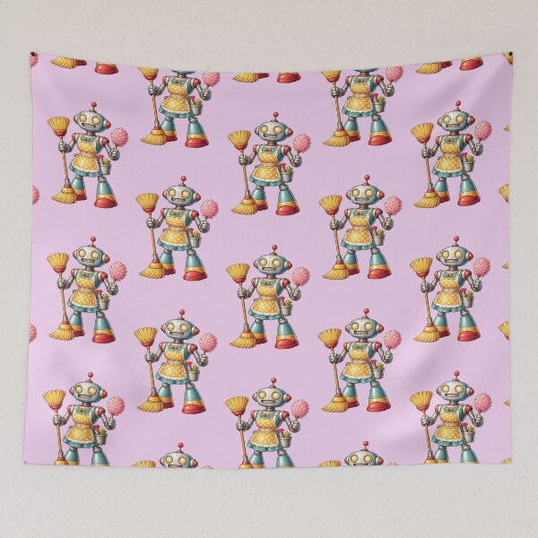 Item preview, Retro Housekeeper Robot — Sparkle & Shine designed and sold by TheWonkyEaselCo.
