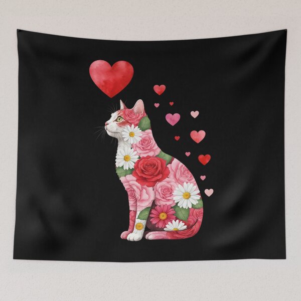 Item preview, Happy Meowentine's Day Cat Valentines Day Floral Cat Flowers designed and sold by OlakunleOloroz.