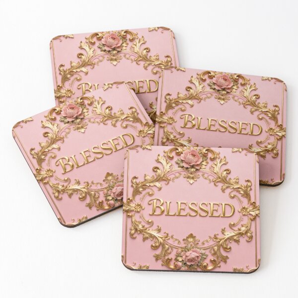 Item preview, "BLESSED" In Pink & Gold Baroque designed and sold by DesignsByPrnces.