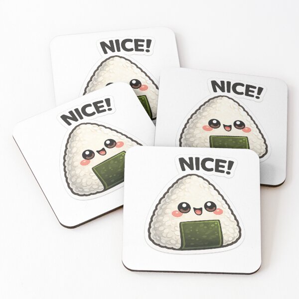 Item preview, Kawaii onigiri rice balls with nori and NICE text designed and sold by LongIslandDesgn.