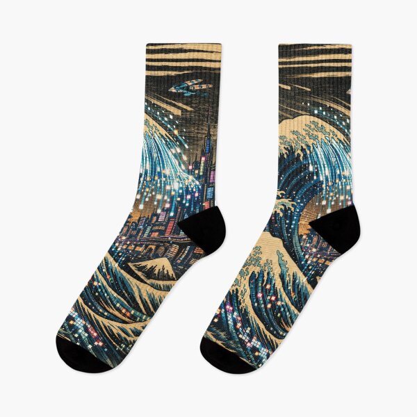 Item preview, Cyberpunk wave against a futuristic skyline – Japanese design designed and sold by Mauswohn.