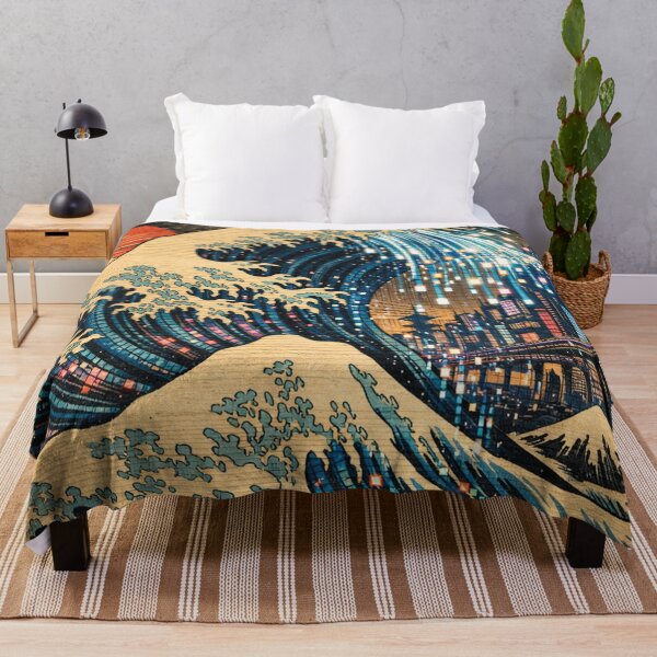Item preview, Cyberpunk wave against a futuristic skyline – Japanese design designed and sold by Mauswohn.
