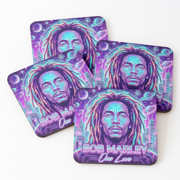 Item preview, Bob Marley One Love - Retro-Futuristic Neon Galactic Portrait designed and sold by Hen-C-Art.