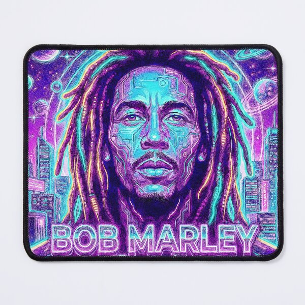 Item preview, Bob Marley One Love - Retro-Futuristic Neon Galactic Portrait designed and sold by Hen-C-Art.