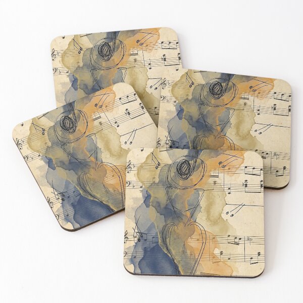Item preview, Musical Muse: Abstract Treble Clef Sketch on Vintage Watercolor Score designed and sold by AgingeR.