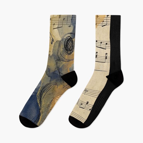Item preview, Musical Muse: Abstract Treble Clef Sketch on Vintage Watercolor Score designed and sold by AgingeR.