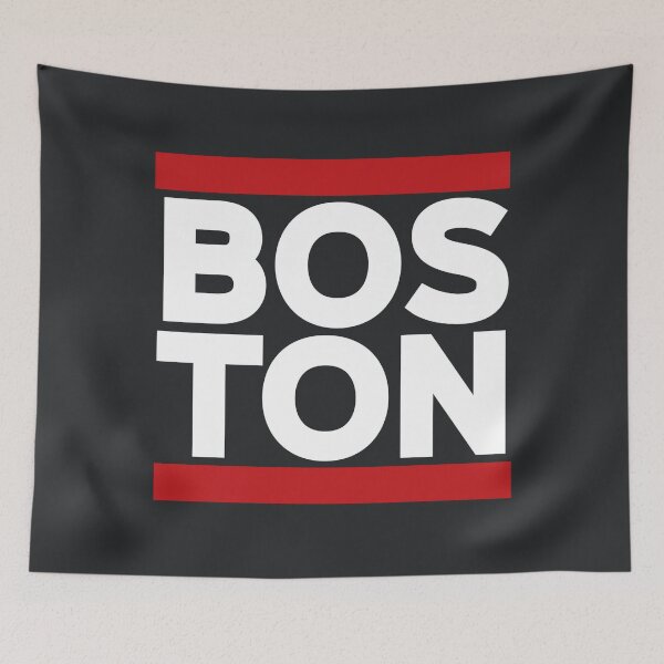 Aperçu de l'œuvre T-shirt Boston White à rayures rouges avec logo Rodney Survivor créée et vendue par TackyTime.
