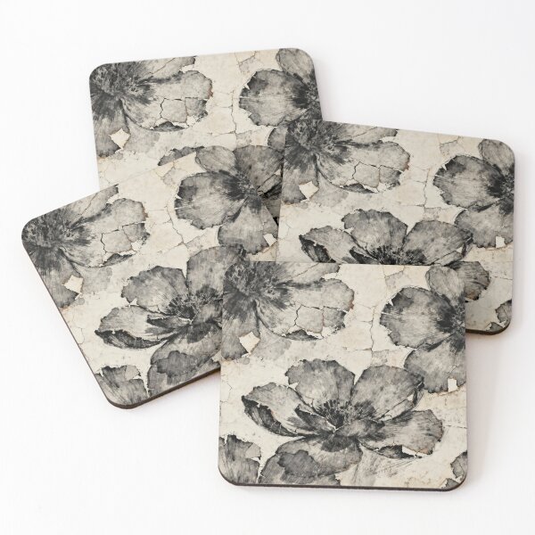 Item preview, abstract charcoal vintage grunge flowers  designed and sold by JuliVogel.