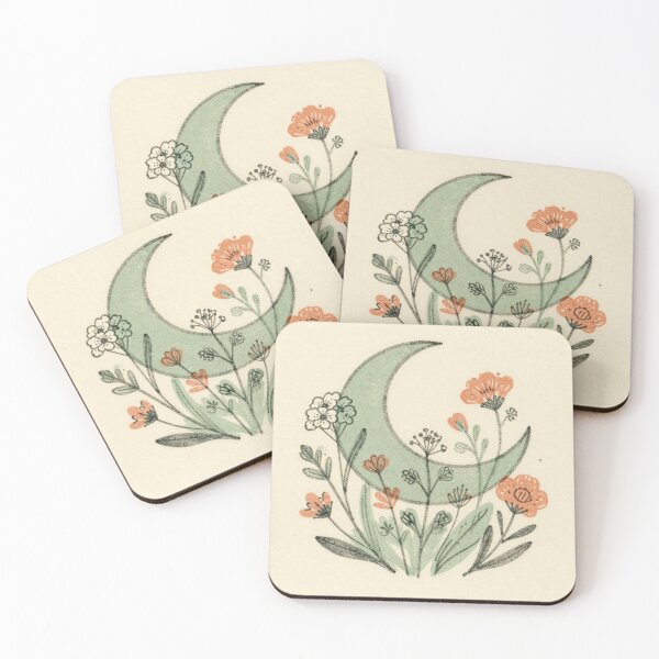 Item preview, Vintage Risograph Moon & Wildflowers - Imperfect Symbiosis designed and sold by gaogle.