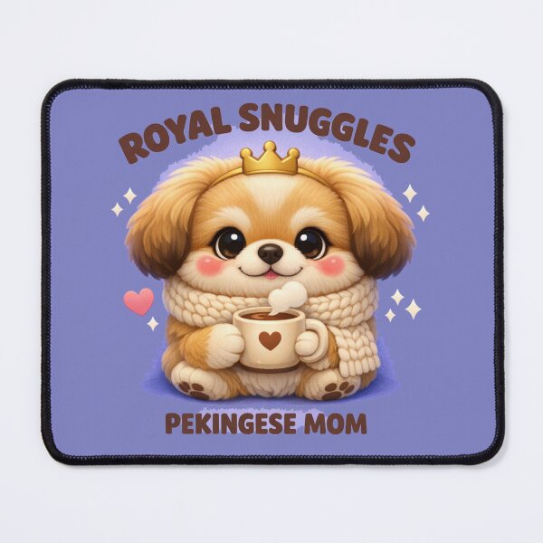 Item preview, Royal Snuggles Pekingese Mom – Cozy Crown Puppy Winter Tee designed and sold by dogmomtees.