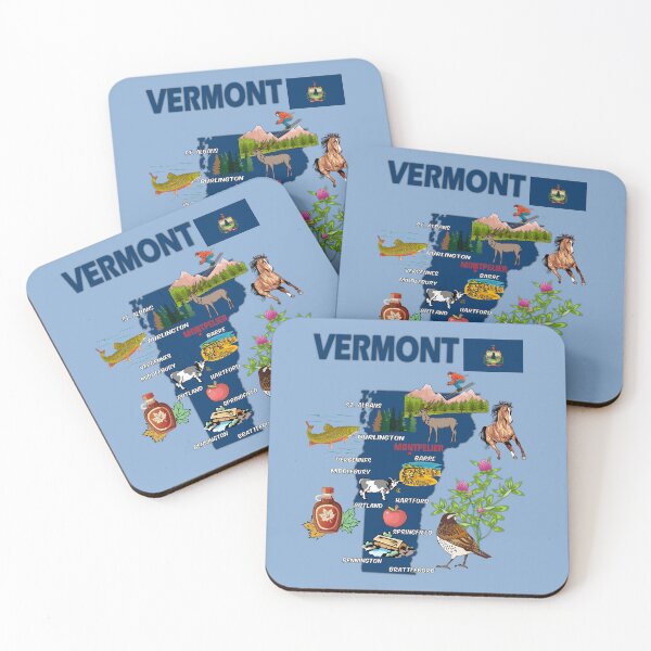 Item preview, Vermont State Symbols & Landmarks Map Art designed and sold by mashmosh.
