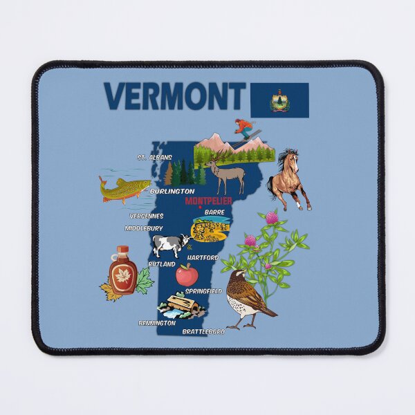 Item preview, Vermont State Symbols & Landmarks Map Art designed and sold by mashmosh.