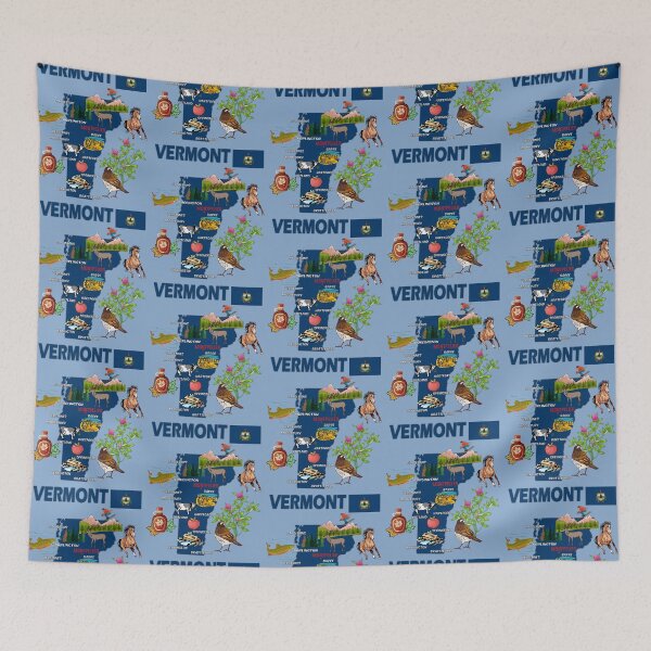 Item preview, Vermont State Symbols & Landmarks Map Art designed and sold by mashmosh.