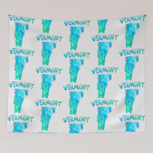 Item preview, Vermont State Map Watercolor Blue Teal Artistic Design designed and sold by mashmosh.