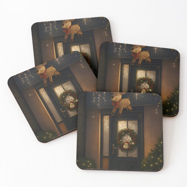 Item preview, Cozy Christmas Front Door Decor With Santa Wreath And Reindeer designed and sold by PandaTShirtShop.