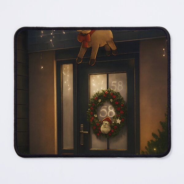 Item preview, Cozy Christmas Front Door Decor With Santa Wreath And Reindeer designed and sold by PandaTShirtShop.