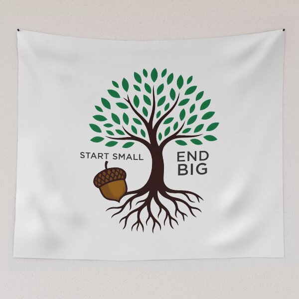 Item preview, Start Small End Big Oak Tree And Acorn Inspirational Nature Art designed and sold by SplashTastic.