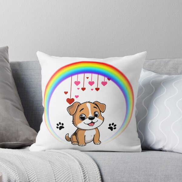 Item preview, Happy Puppy in Rainbow - Smiling Dog with Raining Hearts designed and sold by Love3Happy.