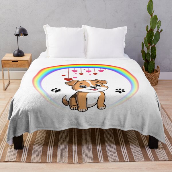 Item preview, Happy Puppy in Rainbow - Smiling Dog with Raining Hearts designed and sold by Love3Happy.