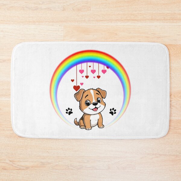 Item preview, Happy Puppy in Rainbow - Smiling Dog with Raining Hearts designed and sold by Love3Happy.