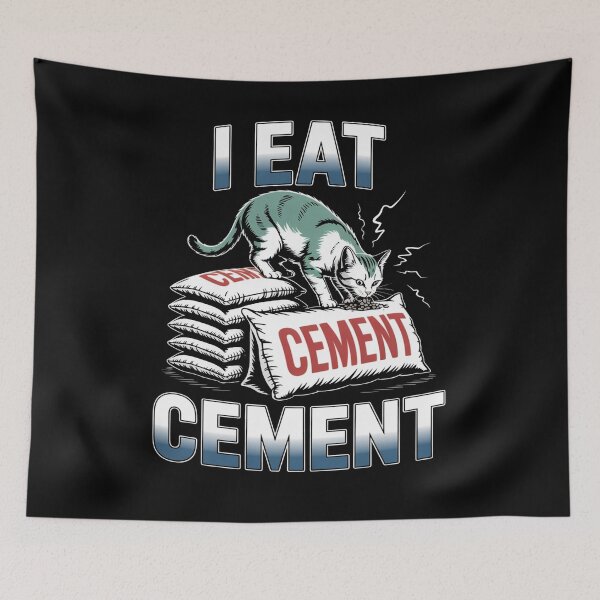 Item preview, I Eat Cement Absurd Cat Meme Dark Humor Illustration designed and sold by flagylART.