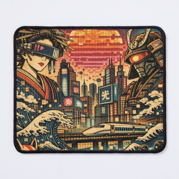 Item preview, Pixel Art Cyberpunk Japan – Geisha and Samurai designed and sold by Mauswohn.