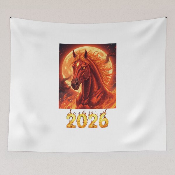Item preview, 2026 Fire Horse Moon – Burning Stallion Fantasy Chinese Zodiac Artwork designed and sold by Baby Adee Collective.