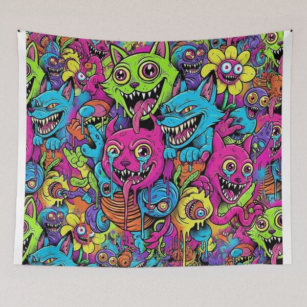 Item preview, Dripping Neon Graffiti Monsters - Psychedelic Wild Creatures designed and sold by Italian Ink Studio.