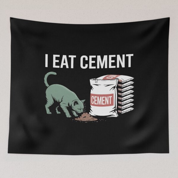 Item preview, I Eat Cement Deadpan Cat Meme Absurd Humor Art designed and sold by flagylART.