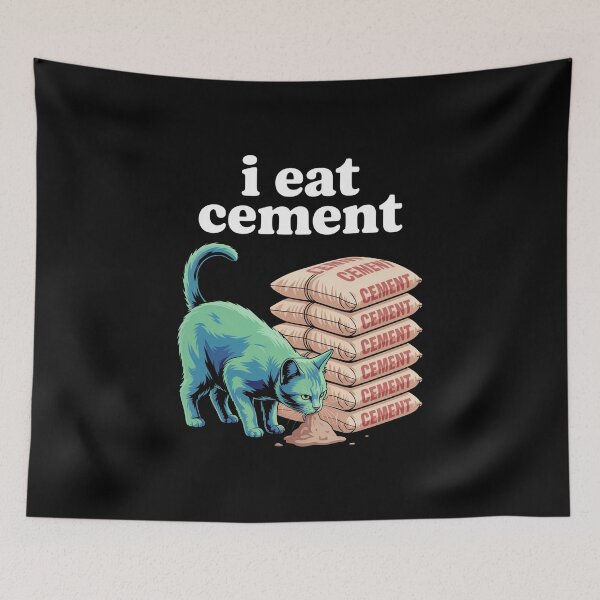 Item preview, i eat cement Minimal Cat Meme Absurd Humor Art designed and sold by flagylART.