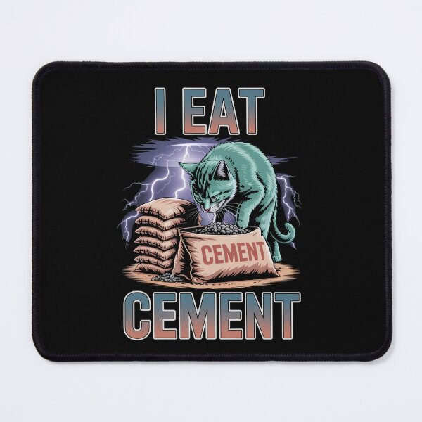 Item preview, I Eat Cement Chaotic Cat Meme Dark Absurd Humor Art designed and sold by flagylART.