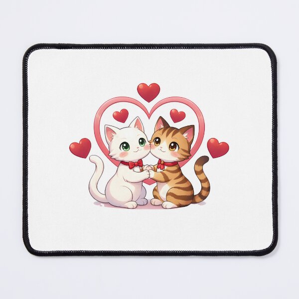 Aperçu de l'œuvre Illustration de chats romantiques mignons amoureux créée et vendue par Bright Vibe Designs.