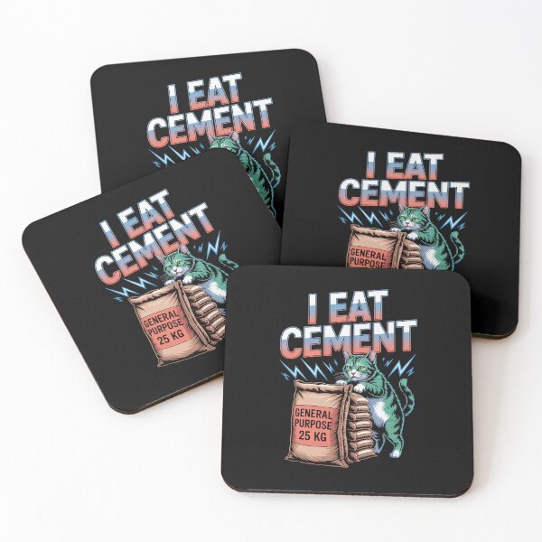 Item preview, I Eat Cement Chaotic Cat Meme Absurd Dark Humor Art designed and sold by flagylART.