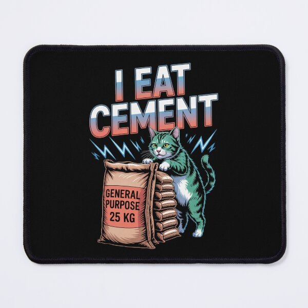 Item preview, I Eat Cement Chaotic Cat Meme Absurd Dark Humor Art designed and sold by flagylART.