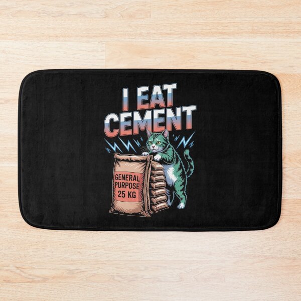 Item preview, I Eat Cement Chaotic Cat Meme Absurd Dark Humor Art designed and sold by flagylART.
